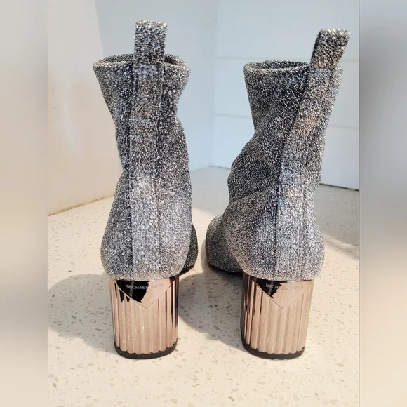 Michael Kors Silver Mandy Ankle Boots with Metallic Heel | Size 5 - Picture 3 of 4
